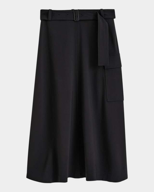 Pernette Belted A-Line Midi Skirt